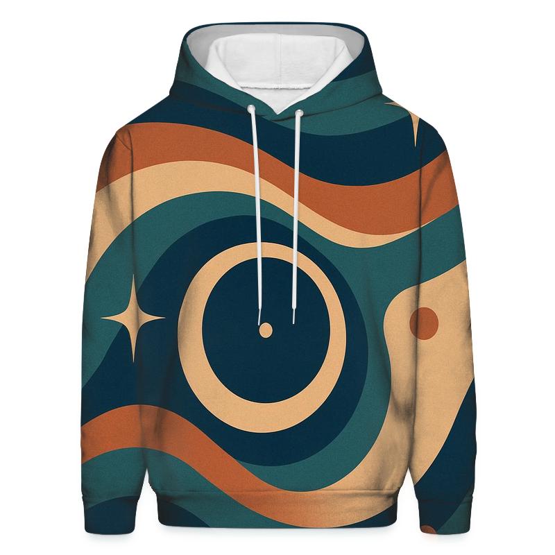 Cosmic Vinyl Record Waves printed hoodies