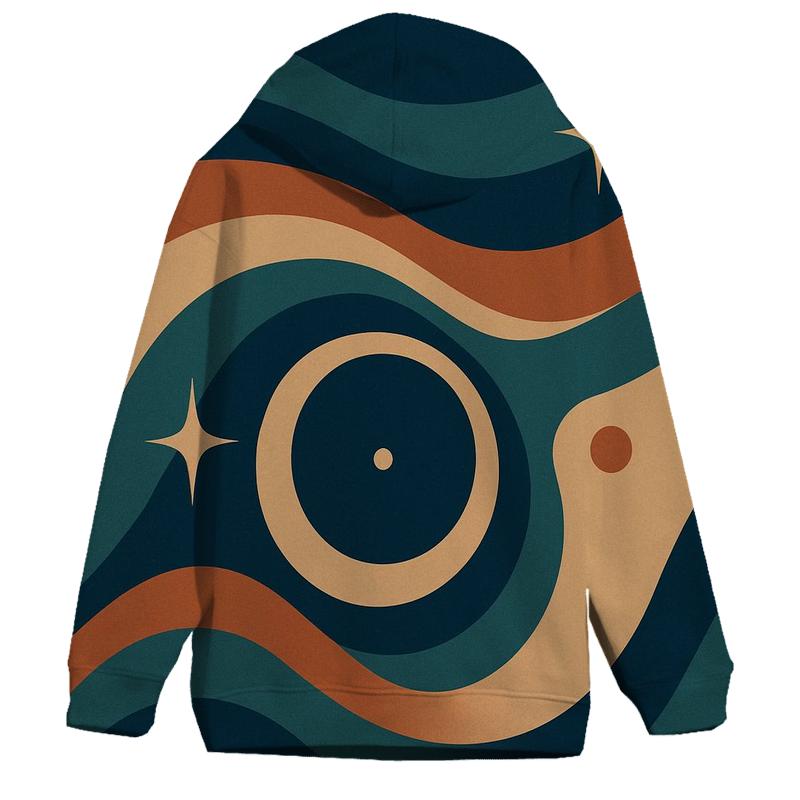 Cosmic Vinyl Record Waves printed hoodies