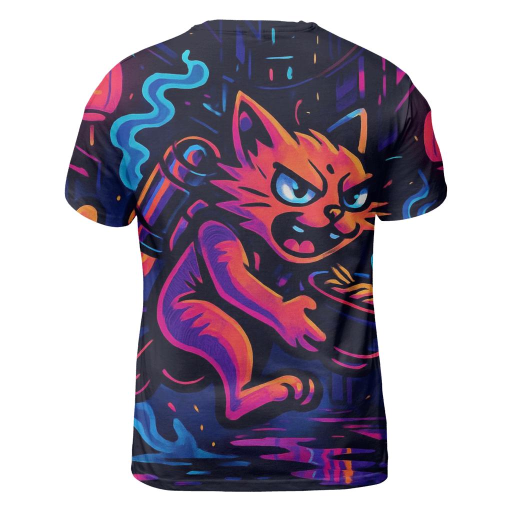 Neon Ramen Alley Jetpack Cat custom all-over print shirts