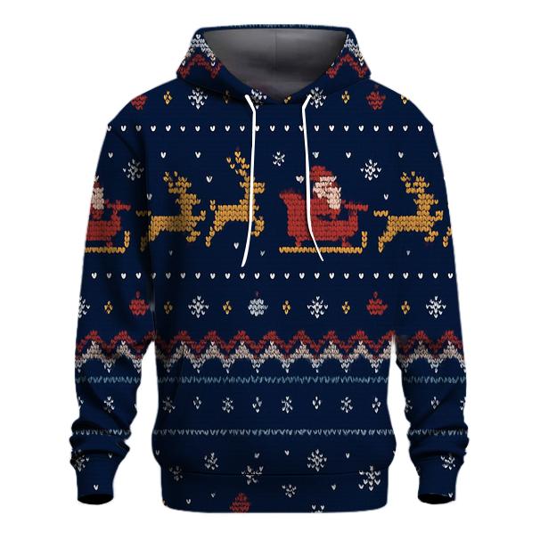 Santa Sleigh Pixel Runway Stripe Design custom hoodies
