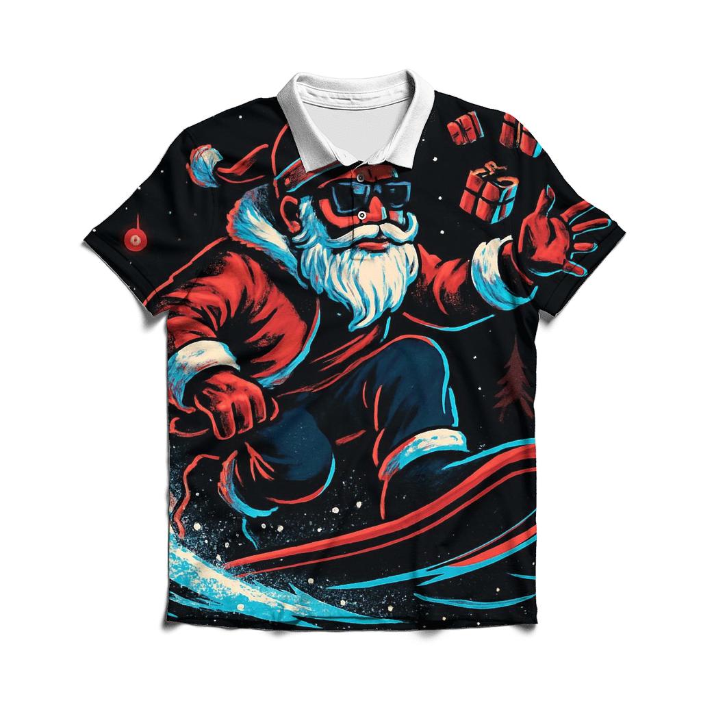 Neon Snowstorm Santa Rider designer slim fit polos