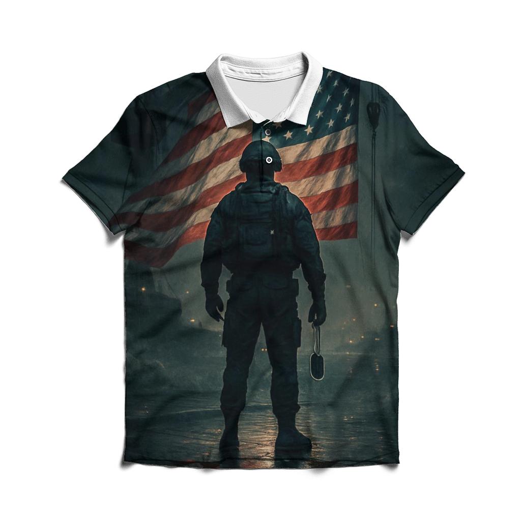 Harbor Vigil Flag Reflection embroidered polo tops