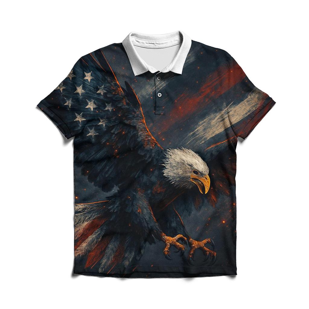 Eagle Over Ember Stripes premium cotton polo shirts