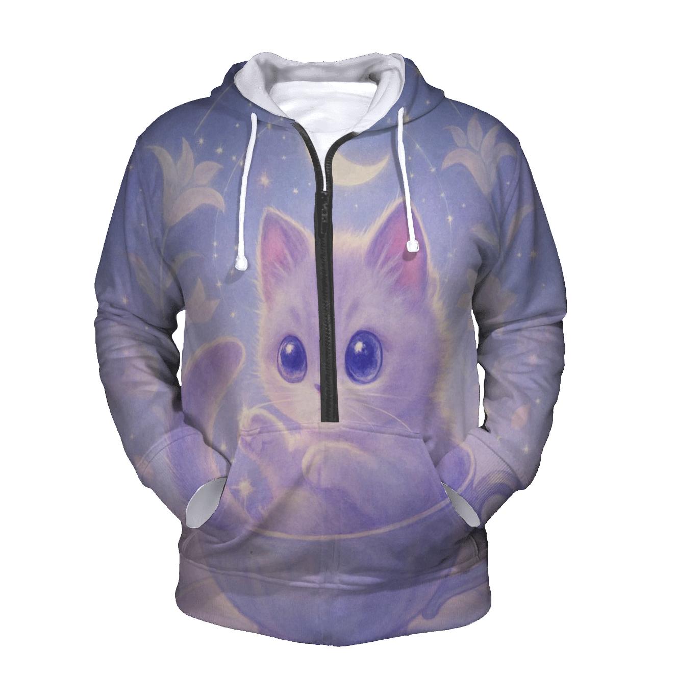 Moonlit Teacup Kitten Constellation premium hoodies