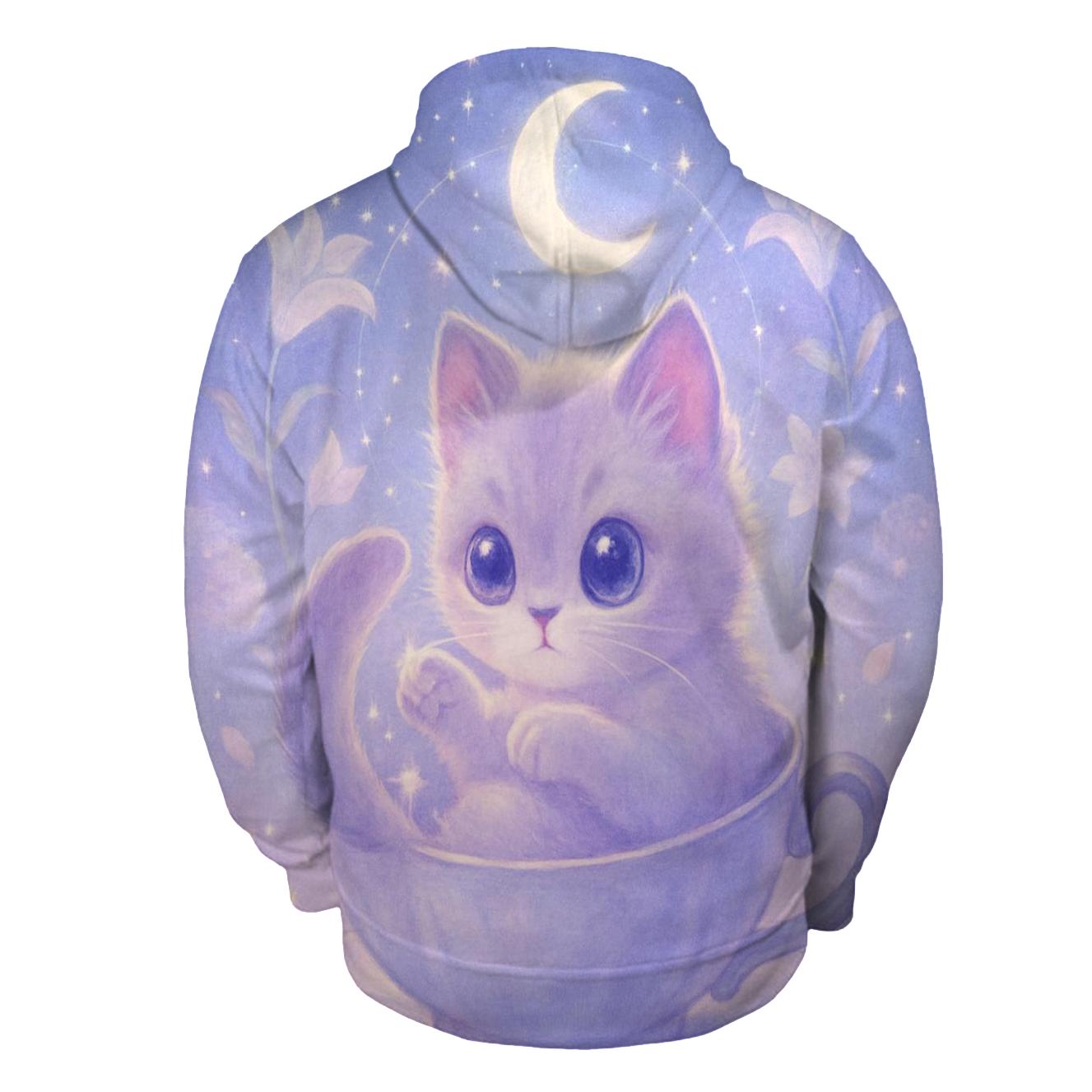 Moonlit Teacup Kitten Constellation premium hoodies