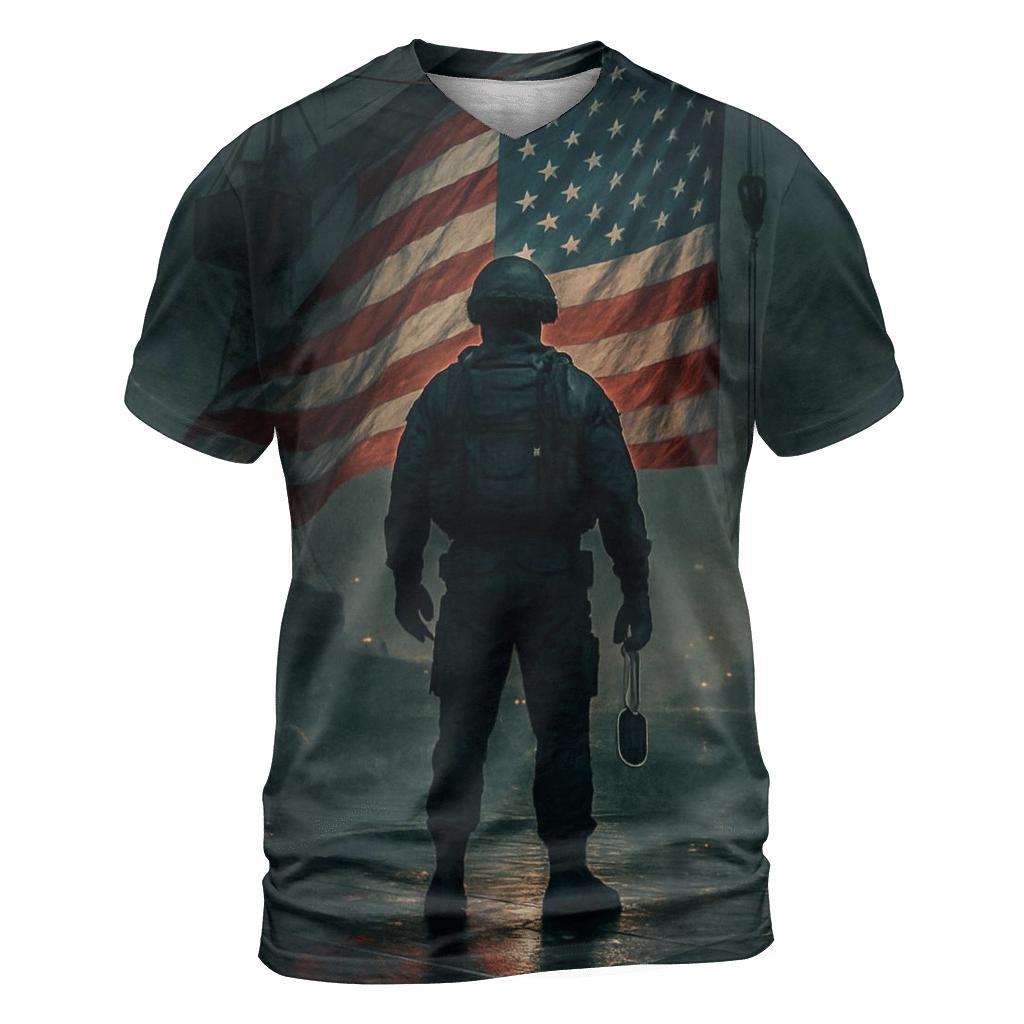 Harbor Vigil Flag Reflection trendy printed shirt styles