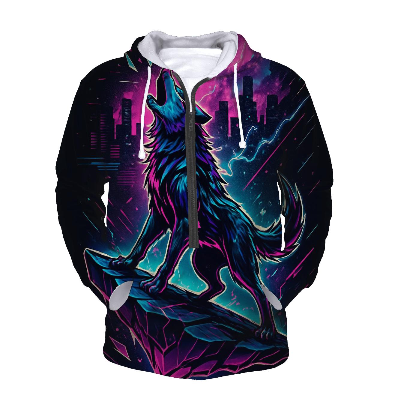 Neon Rift Howl Wolf premium hoodies