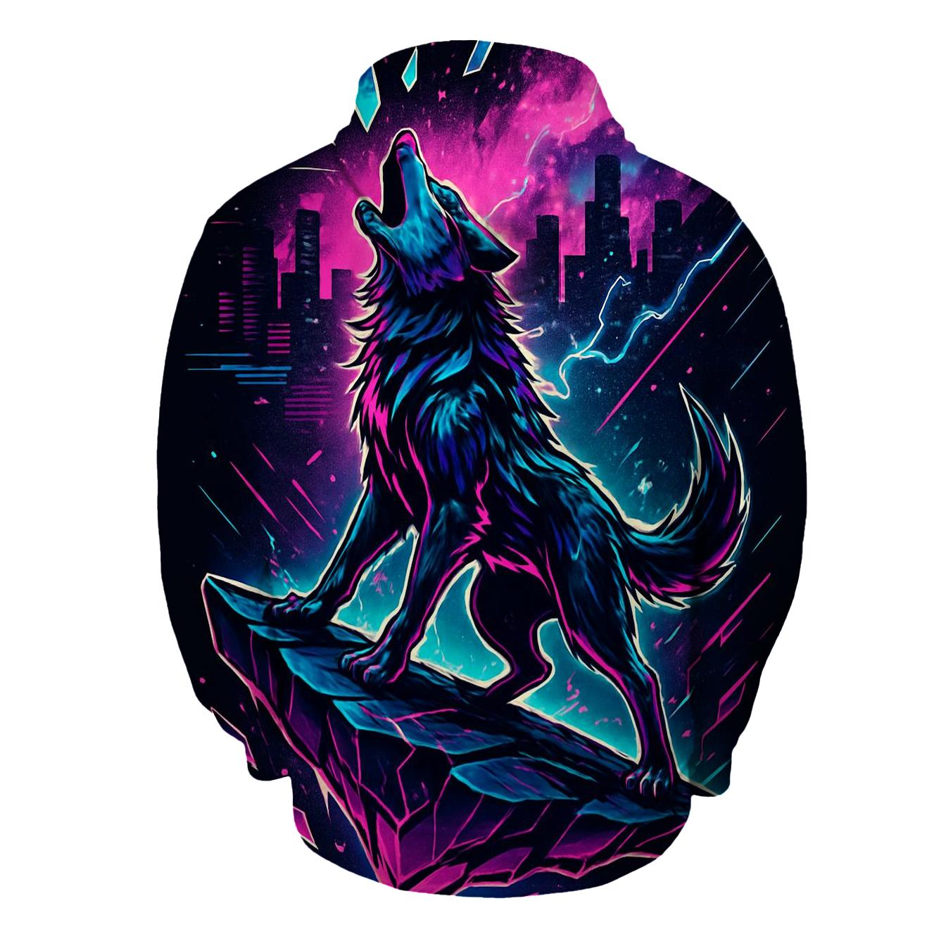Neon Rift Howl Wolf premium hoodies