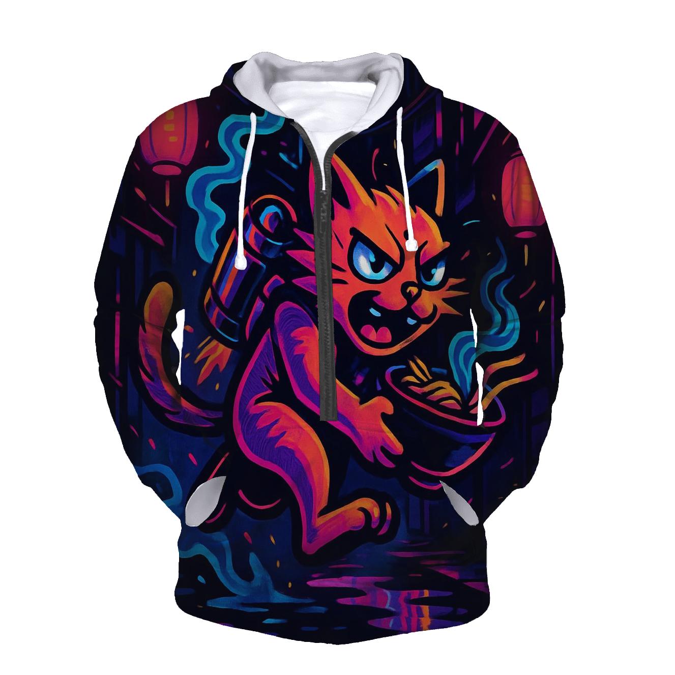 Neon Ramen Alley Jetpack Cat hoodies fashion