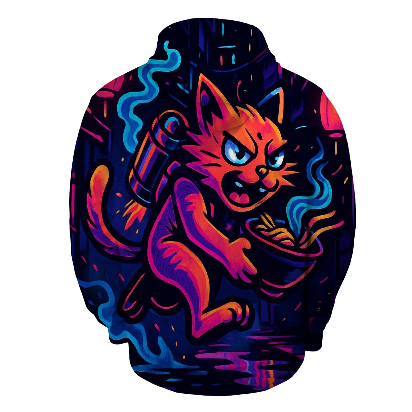 Neon Ramen Alley Jetpack Cat hoodies fashion