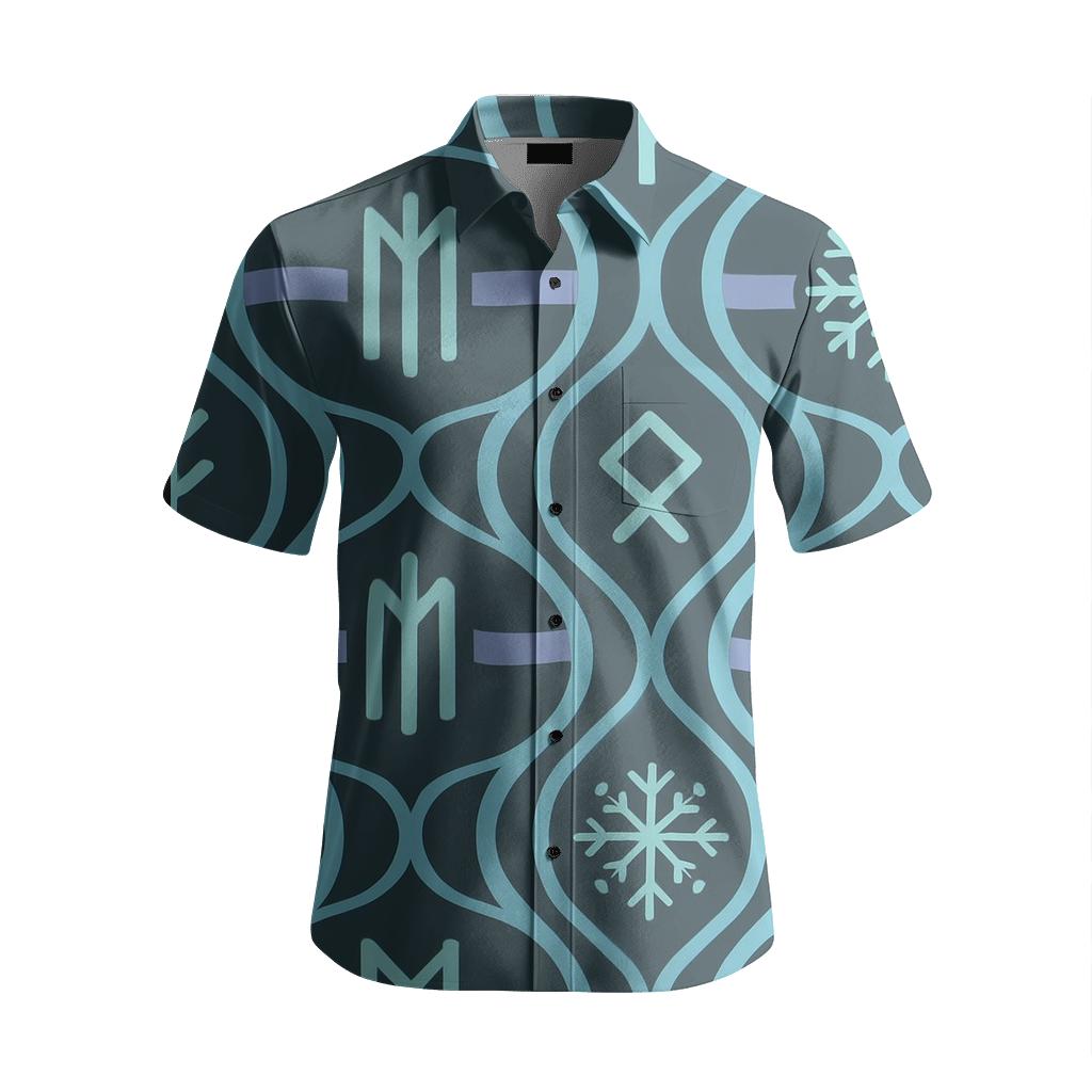 Nordic Aurora Runes In Midcentury Snowflake Ogee premium embroidered apparel