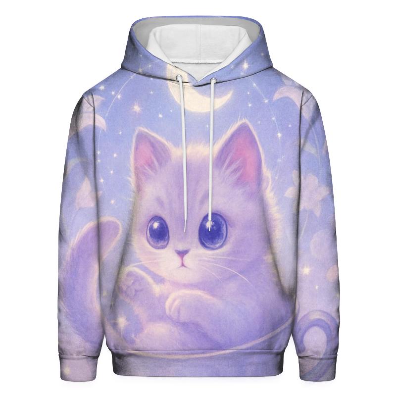 Moonlit Teacup Kitten Constellation embroidered hoodies