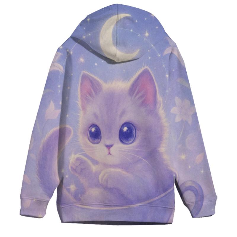 Moonlit Teacup Kitten Constellation embroidered hoodies