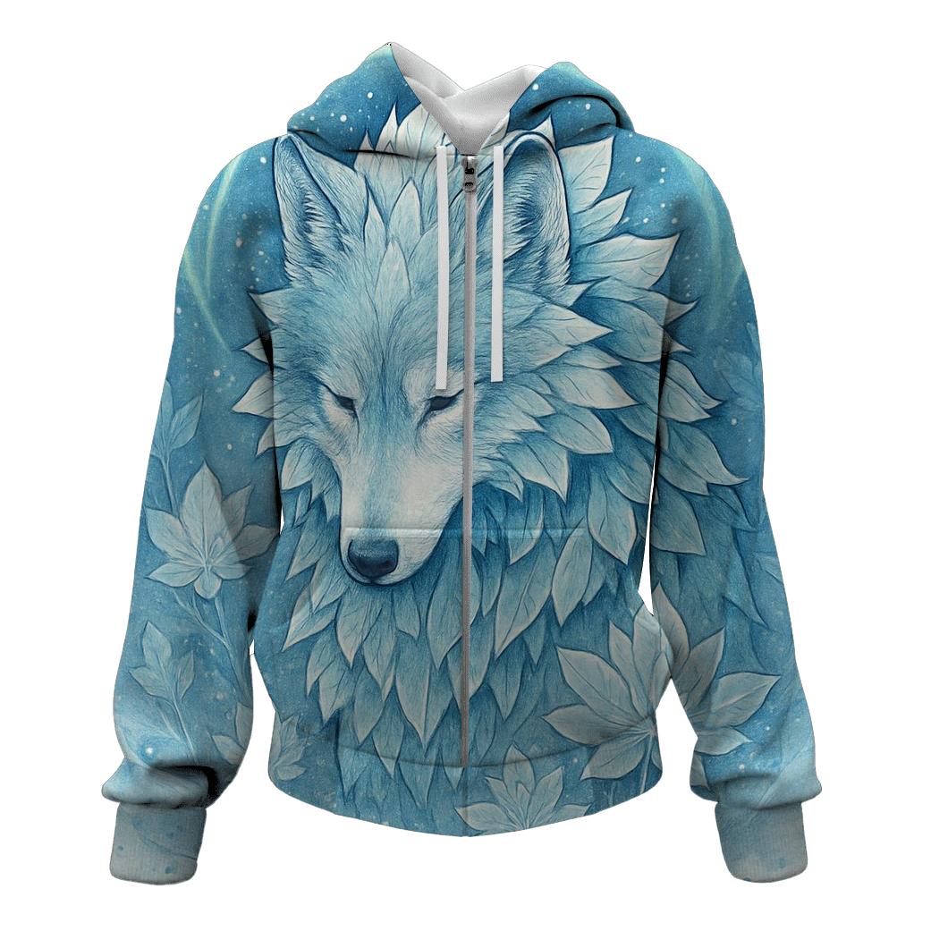 Frost Bloom Sentinel Wolf lightweight hoodies