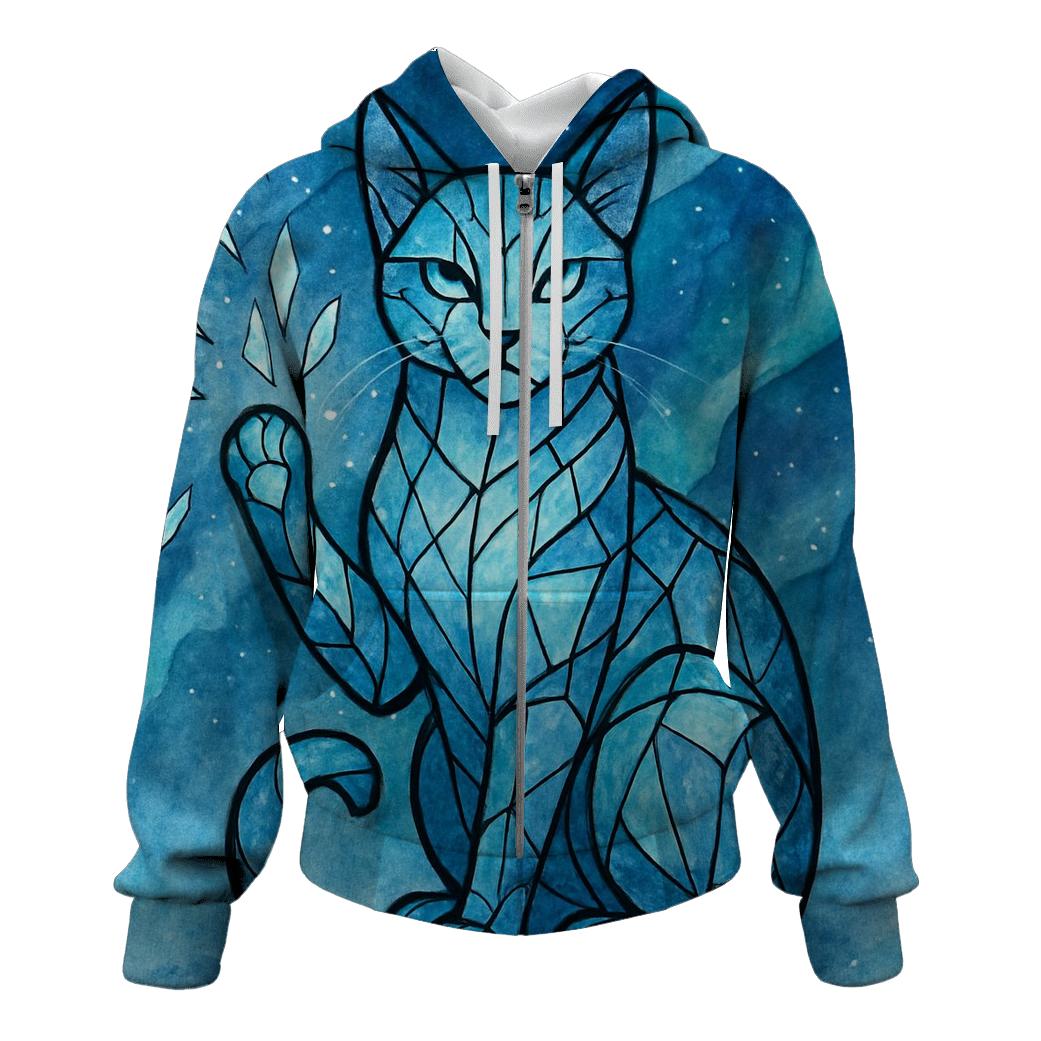 Aurora Glass Guardian Cat lightweight hoodies