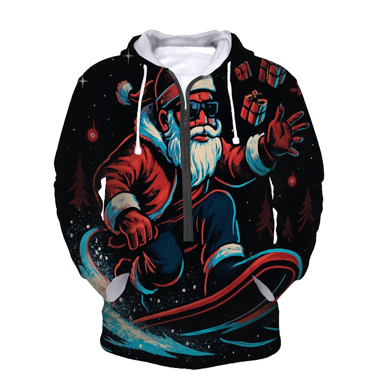 Neon Snowstorm Santa Rider designer hoodies