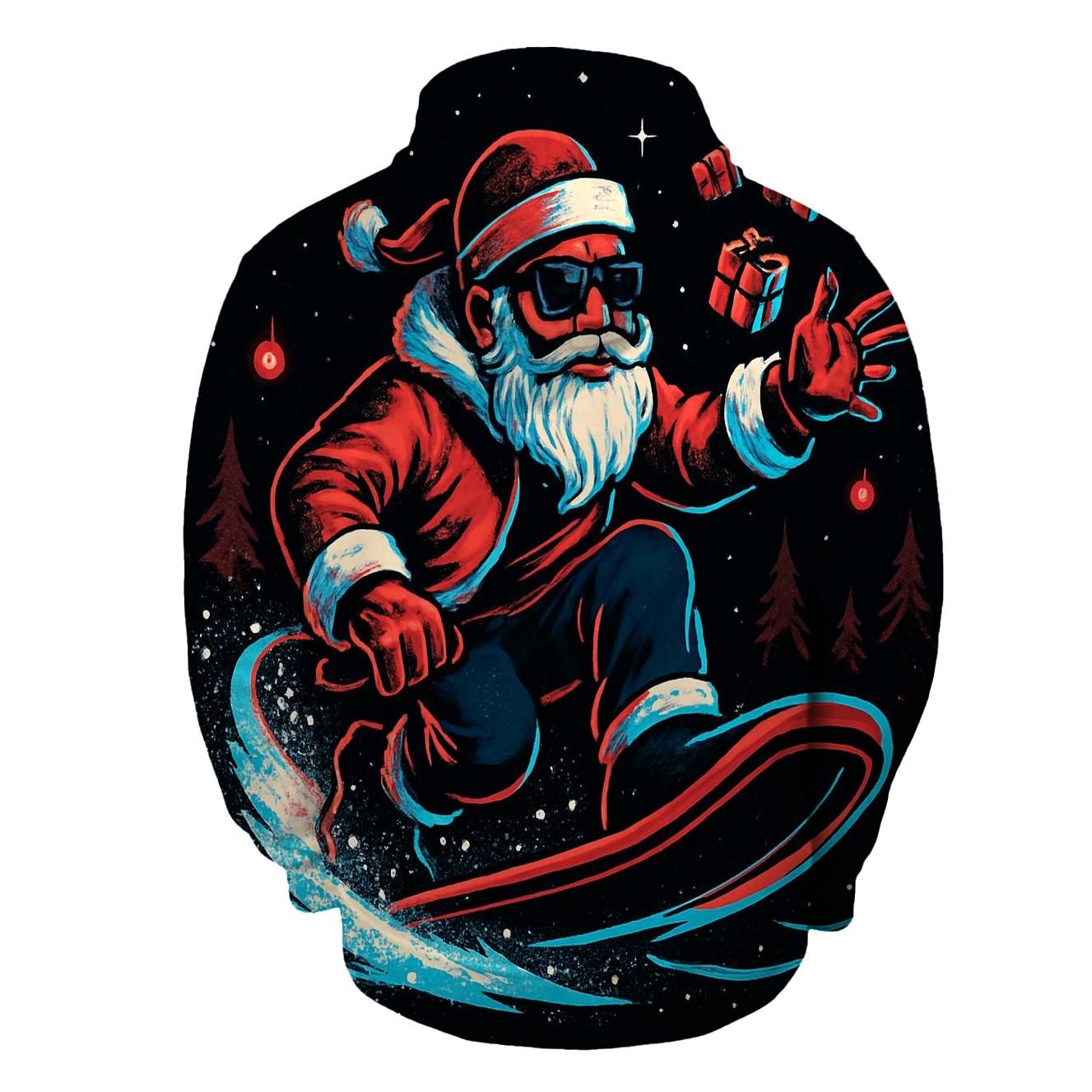 Neon Snowstorm Santa Rider designer hoodies