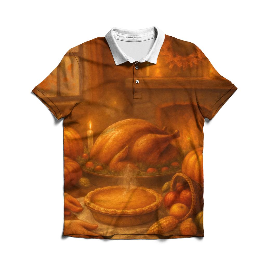 Candlelit Cornucopia Cabin Supper stylish collar polo tees