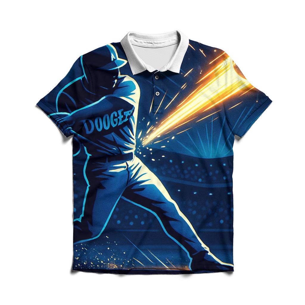 Neon Rally Burst Through The Night Stadium designer slim fit polos