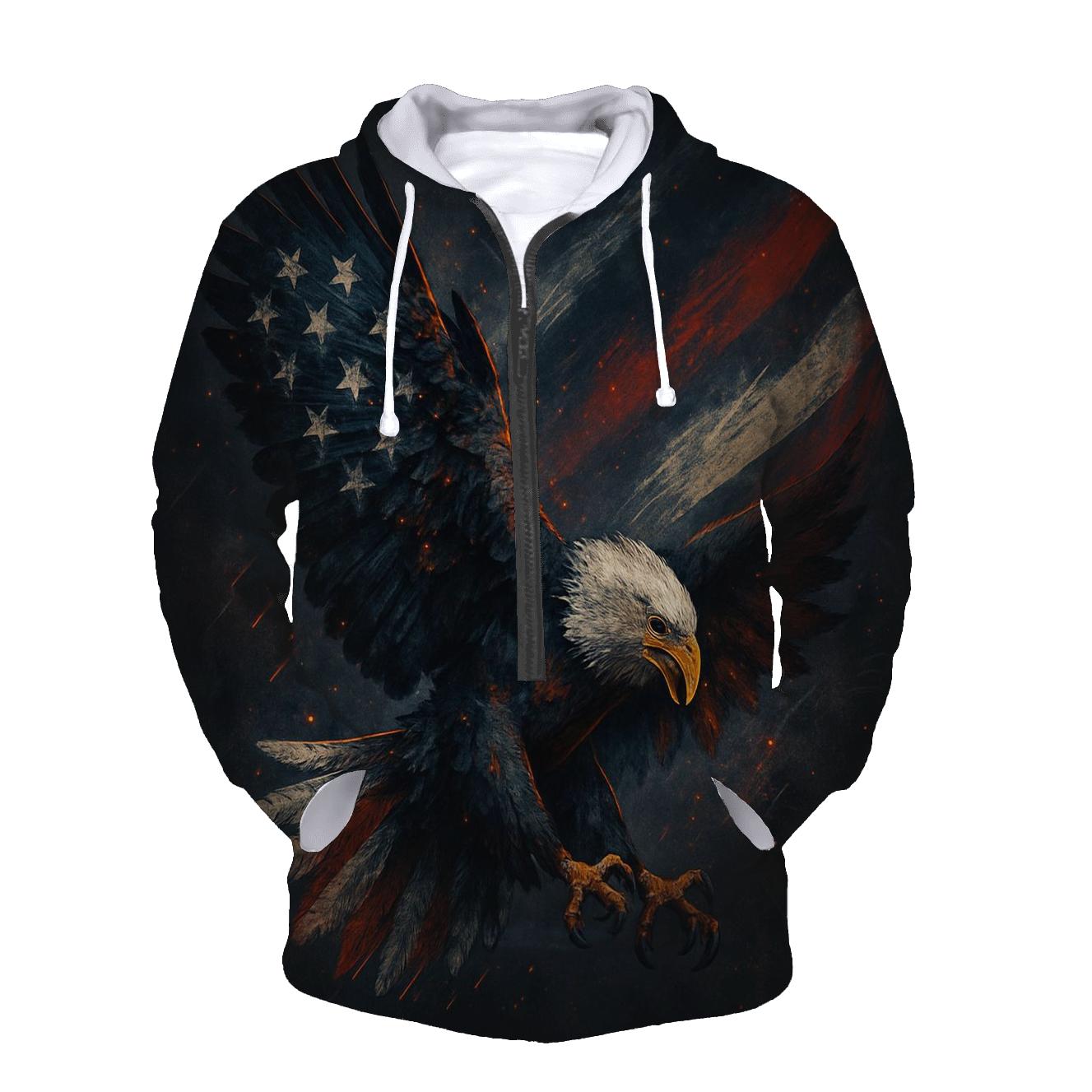 Eagle Over Ember Stripes premium hoodies