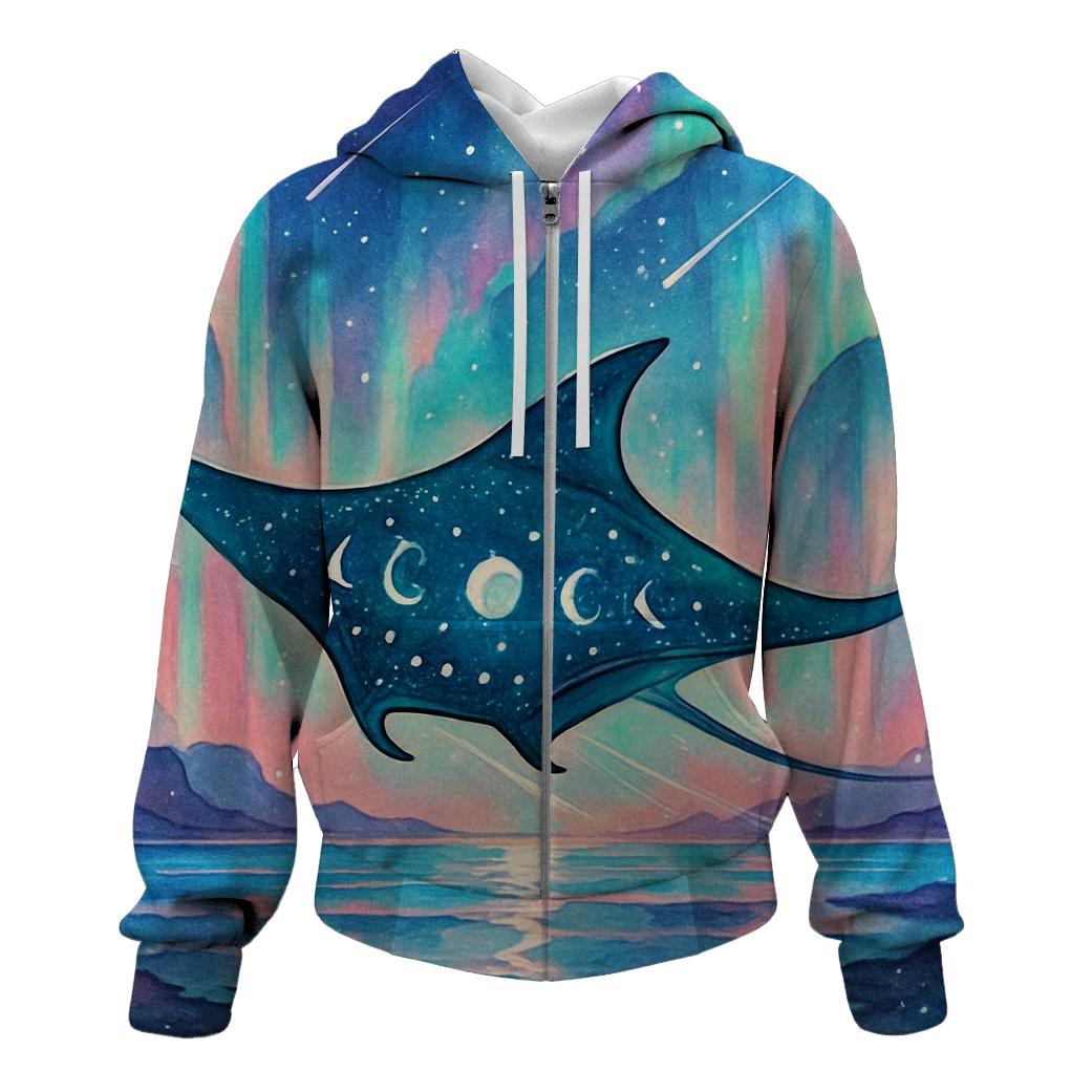 Aurora Cathedral Over The Rift Sea embroidered hoodies