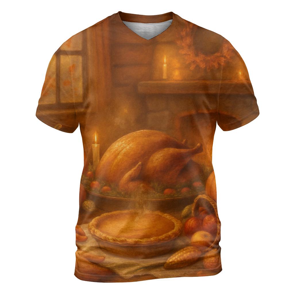 Candlelit Cornucopia Cabin Supper unique graphic print tees