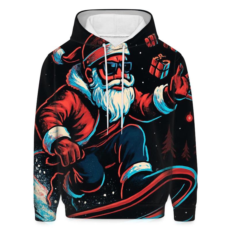 Neon Snowstorm Santa Rider pullover hoodies