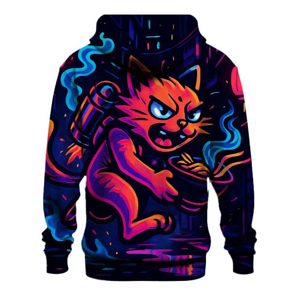 Neon Ramen Alley Jetpack Cat lightweight hoodies