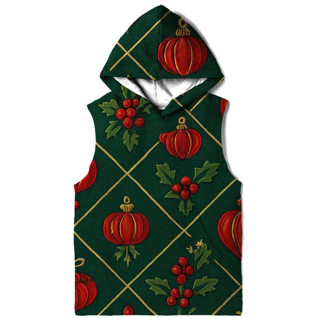 Crimson Pumpkin Ornament Lattice On Pine Green Background hoodie styles