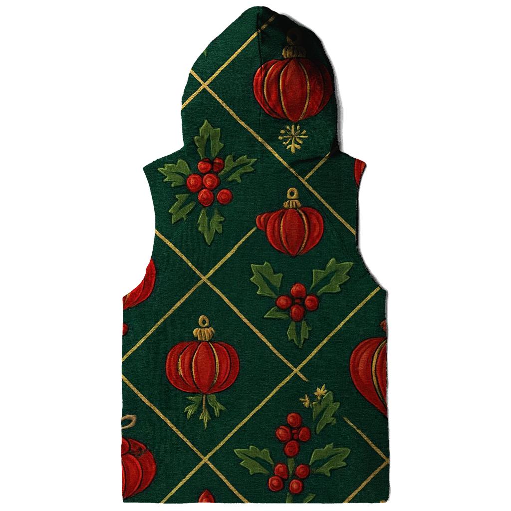 Crimson Pumpkin Ornament Lattice On Pine Green Background hoodie styles