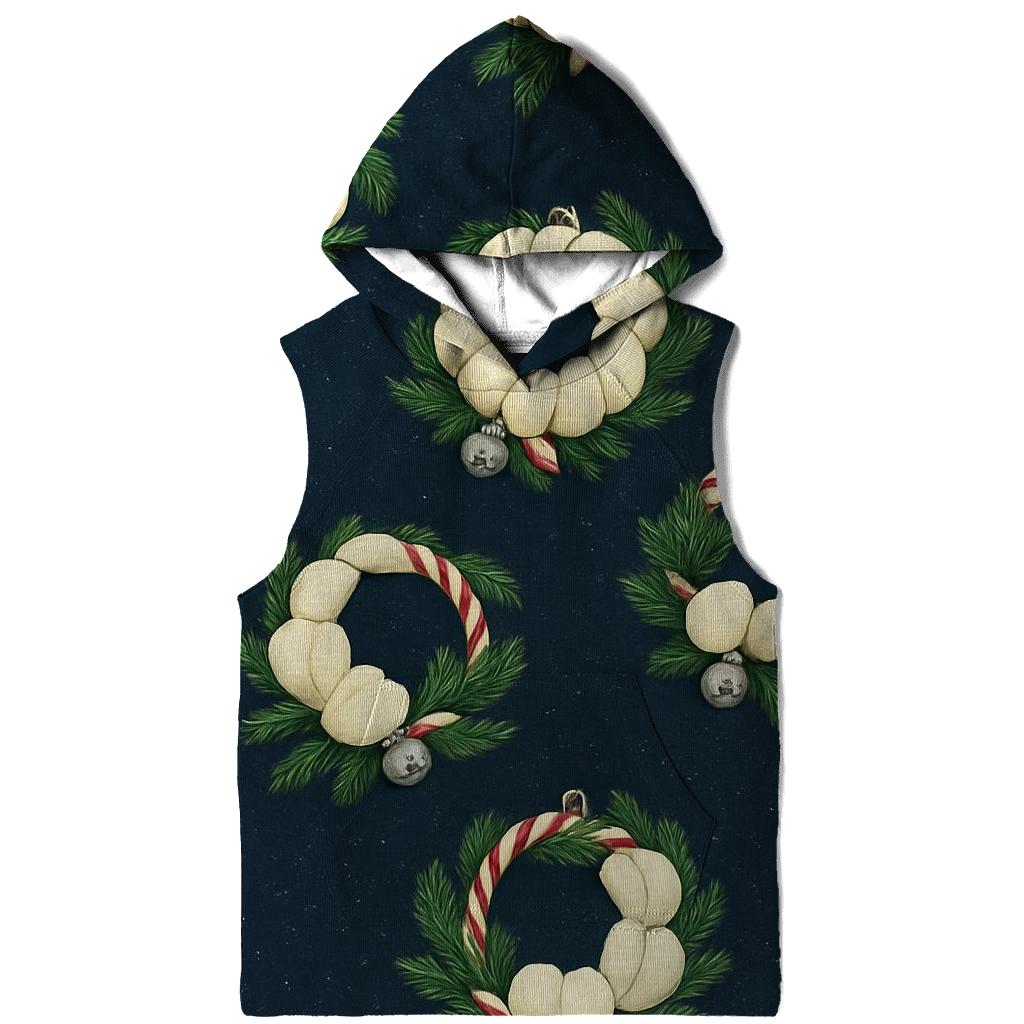 Ivory Snowy Pumpkin Wreath Scatter On Midnight Blue Background custom hoodies