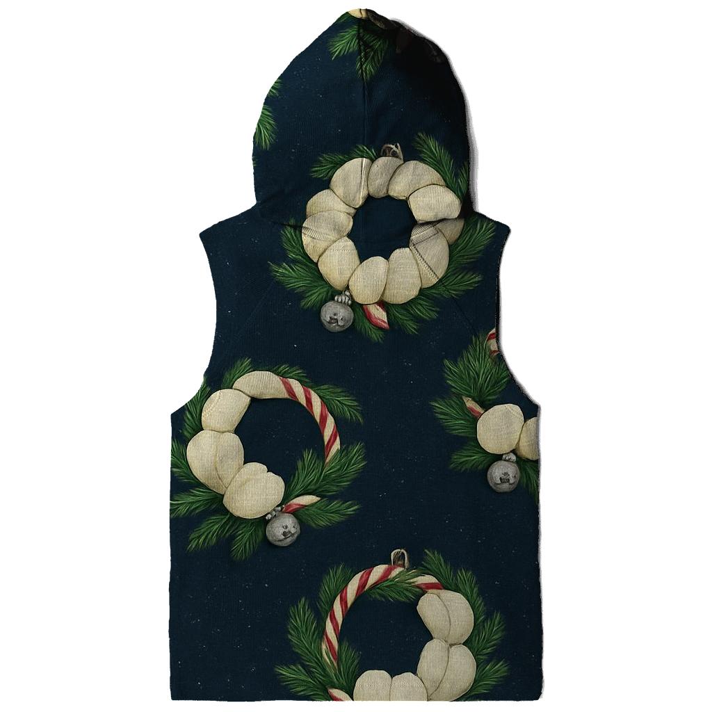 Ivory Snowy Pumpkin Wreath Scatter On Midnight Blue Background custom hoodies