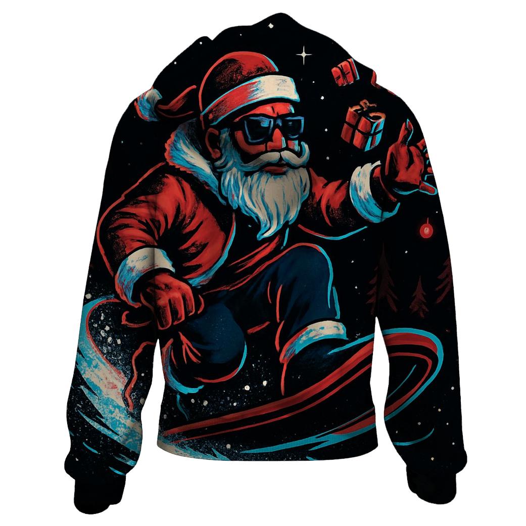Neon Snowstorm Santa Rider designer hoodies