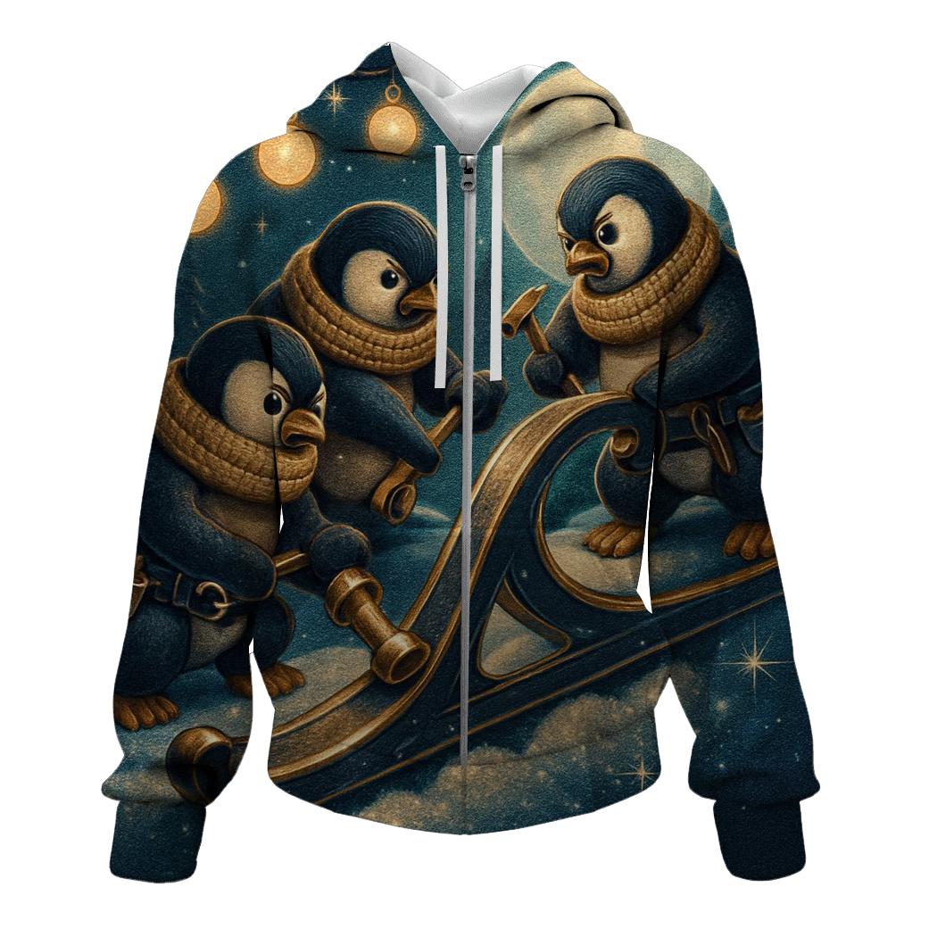 Midnight Sleigh Repair Crew Of Penguins designer hoodies