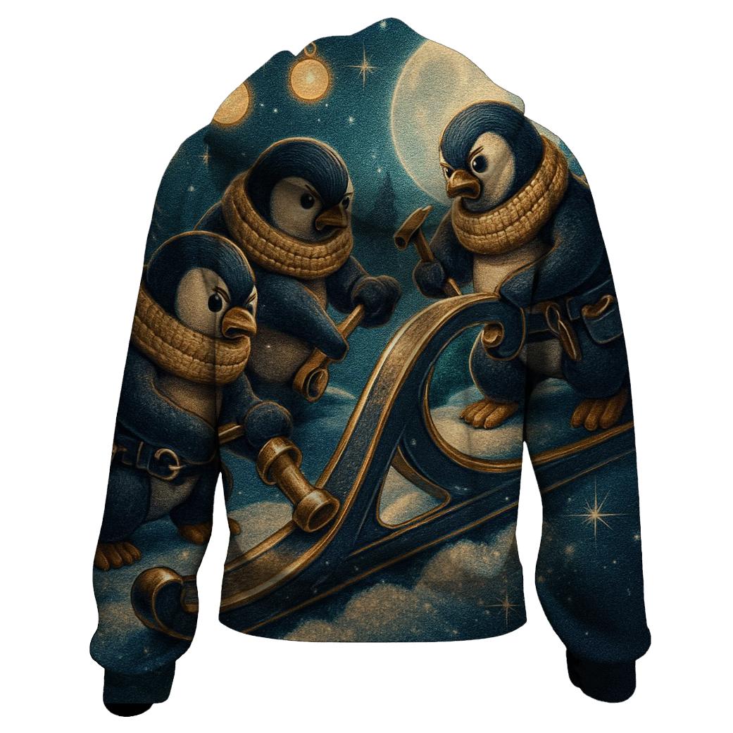 Midnight Sleigh Repair Crew Of Penguins designer hoodies