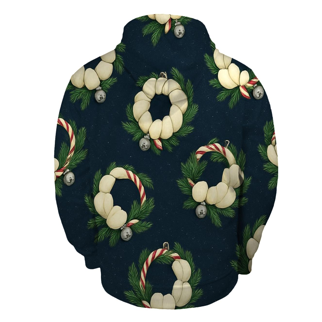 Ivory Snowy Pumpkin Wreath Scatter On Midnight Blue Background hoodie trends