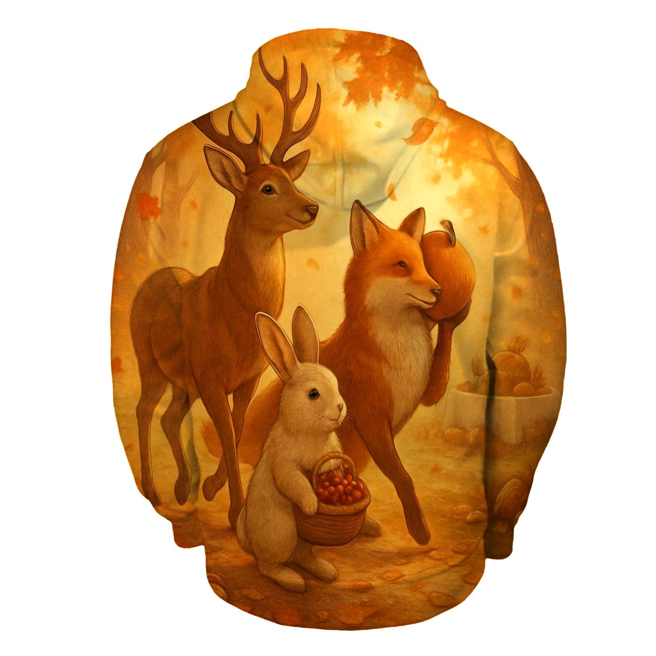 Woodland Harvest Parade Under Golden Hour Rays printed hoodies