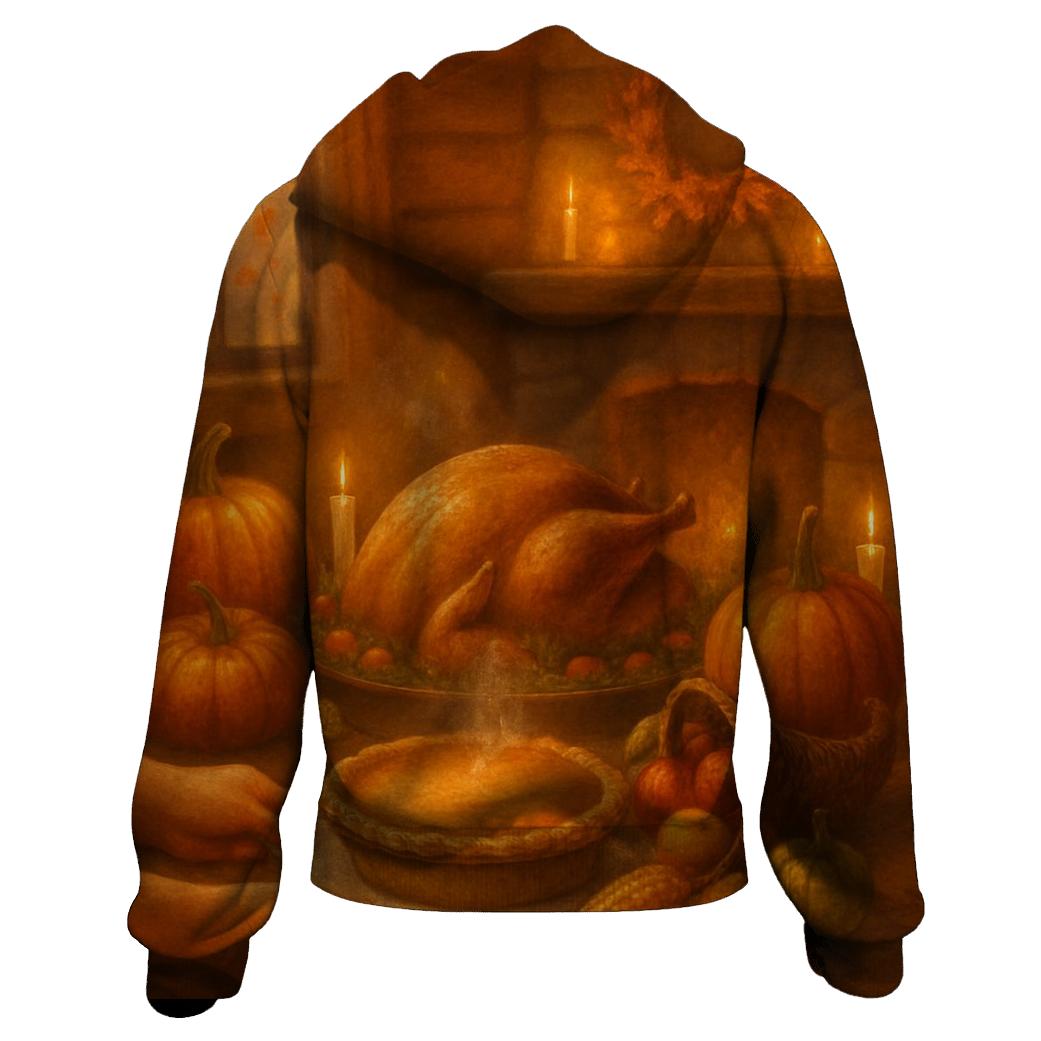 Candlelit Cornucopia Cabin Supper zip-up hoodies