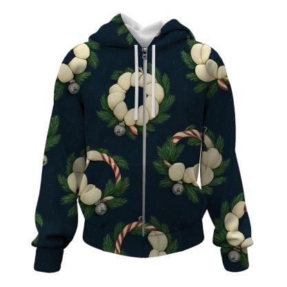 Ivory Snowy Pumpkin Wreath Scatter On Midnight Blue Background lightweight hoodies