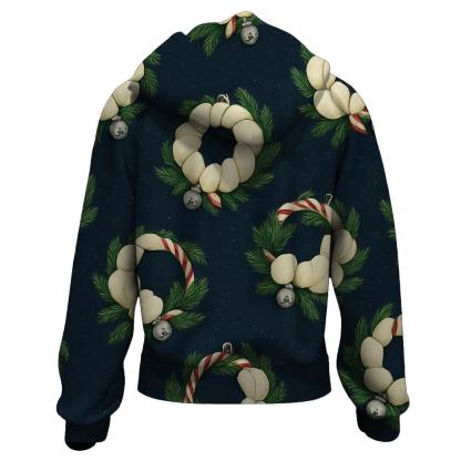 Ivory Snowy Pumpkin Wreath Scatter On Midnight Blue Background lightweight hoodies