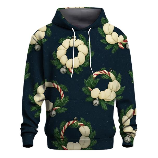 Ivory Snowy Pumpkin Wreath Scatter On Midnight Blue Background hoodie styles