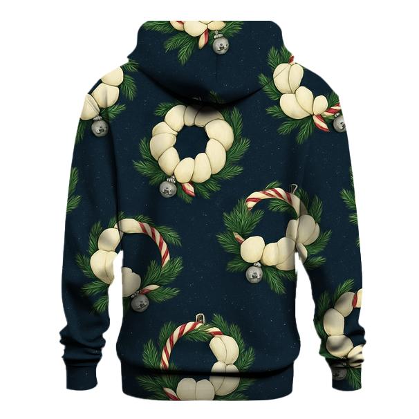 Ivory Snowy Pumpkin Wreath Scatter On Midnight Blue Background hoodie styles