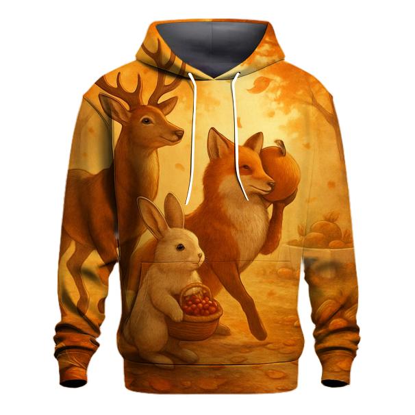 Woodland Harvest Parade Under Golden Hour Rays embroidered hoodies