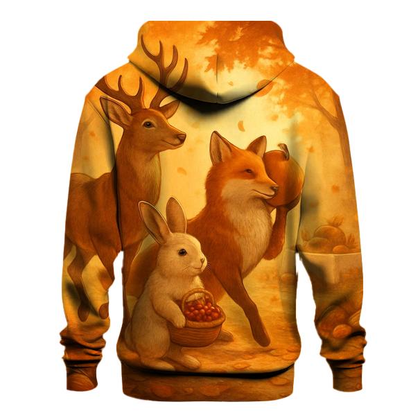 Woodland Harvest Parade Under Golden Hour Rays embroidered hoodies