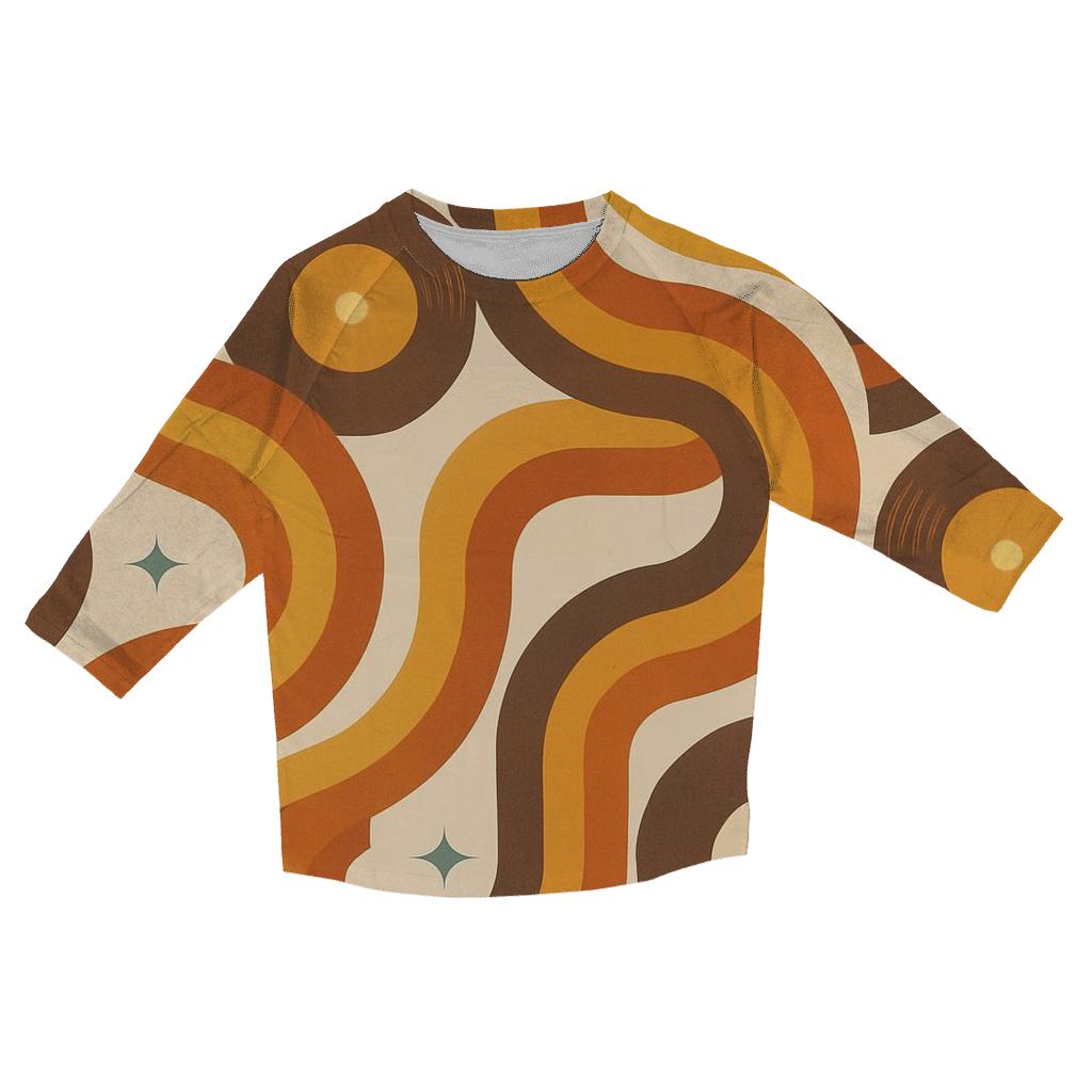 Groovy Vinyl Record Ribbons printed three quarter sleeve shirts