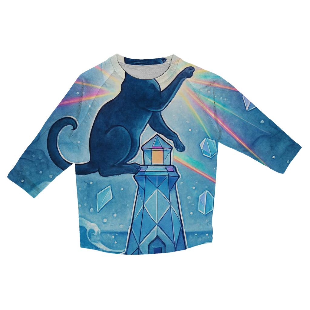 The Prism Lighthouse Cat casual three quarter sleeve shirts