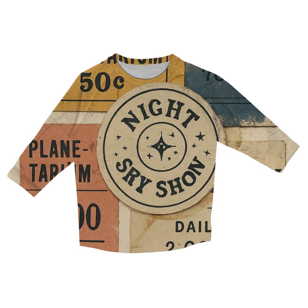 Retro Planetarium Ticket Stub Collage personalized 3/4 sleeve tees