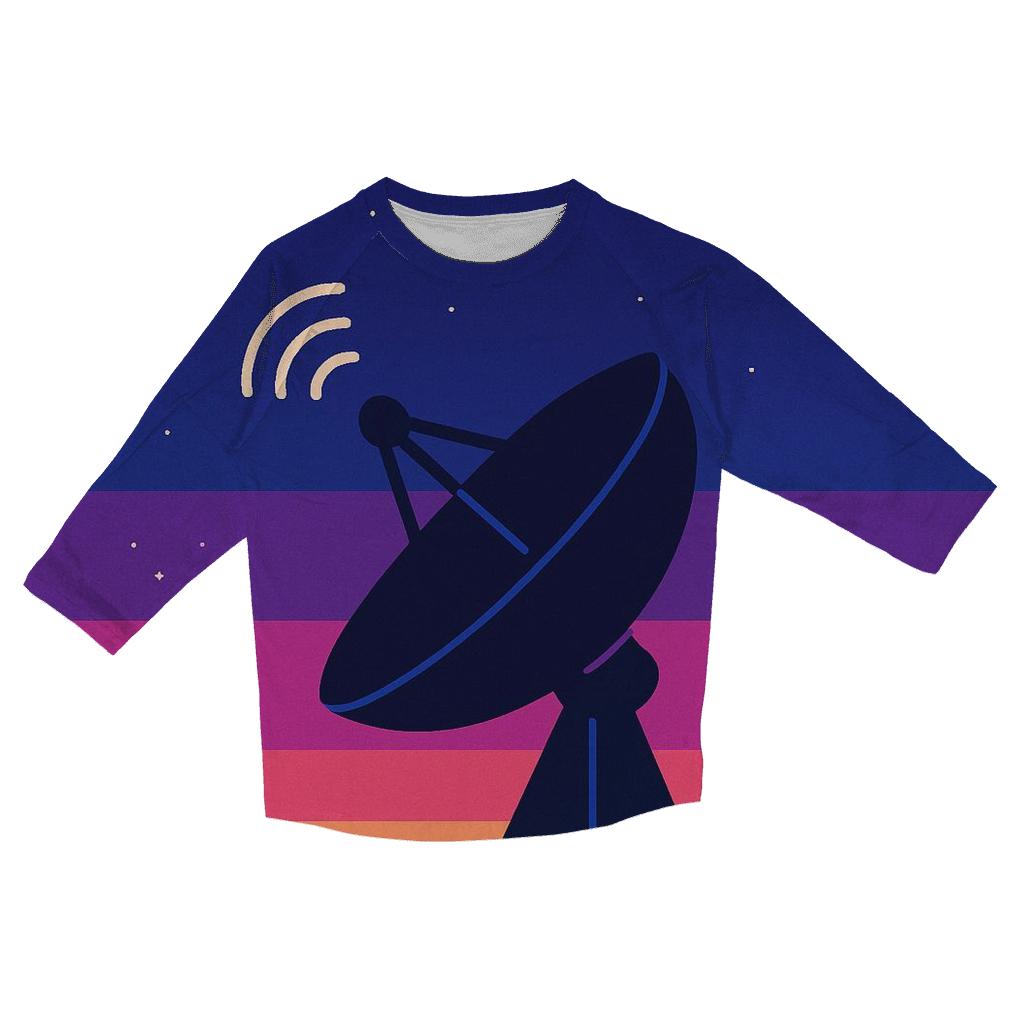 Satellite Dish Horizon Stripes casual three quarter sleeve shirts