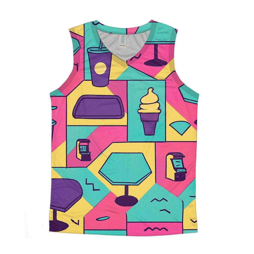 Mall Food Court Neon Pattern custom tank tops