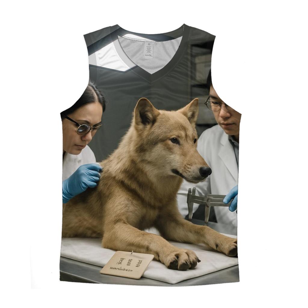 Hokkaido Wolf Exhibit Fur Study In Museum Conservation Lab cotton sleeveless tops